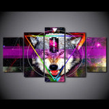 5 Piece Neon Triangle Wolf Wall Art - American Wolves