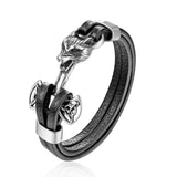 Silver Wolf Leather Bracelet - American Wolves