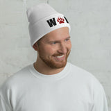 Embroidered Paw Cuffed Wolf Beanie - American Wolves