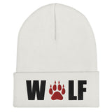 Embroidered Paw Cuffed Wolf Beanie - American Wolves