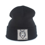 Patched Ribbed Wolf Beanie - American Wolves