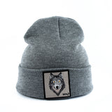 Patched Ribbed Wolf Beanie - American Wolves