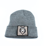 Patched Ribbed Wolf Beanie - American Wolves
