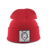 Patched Ribbed Wolf Beanie - American Wolves