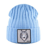 Patched Knitted Wolf Beanie - American Wolves