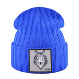 Patched Knitted Wolf Beanie - American Wolves