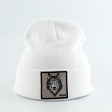 Patched Ribbed Wolf Beanie - American Wolves